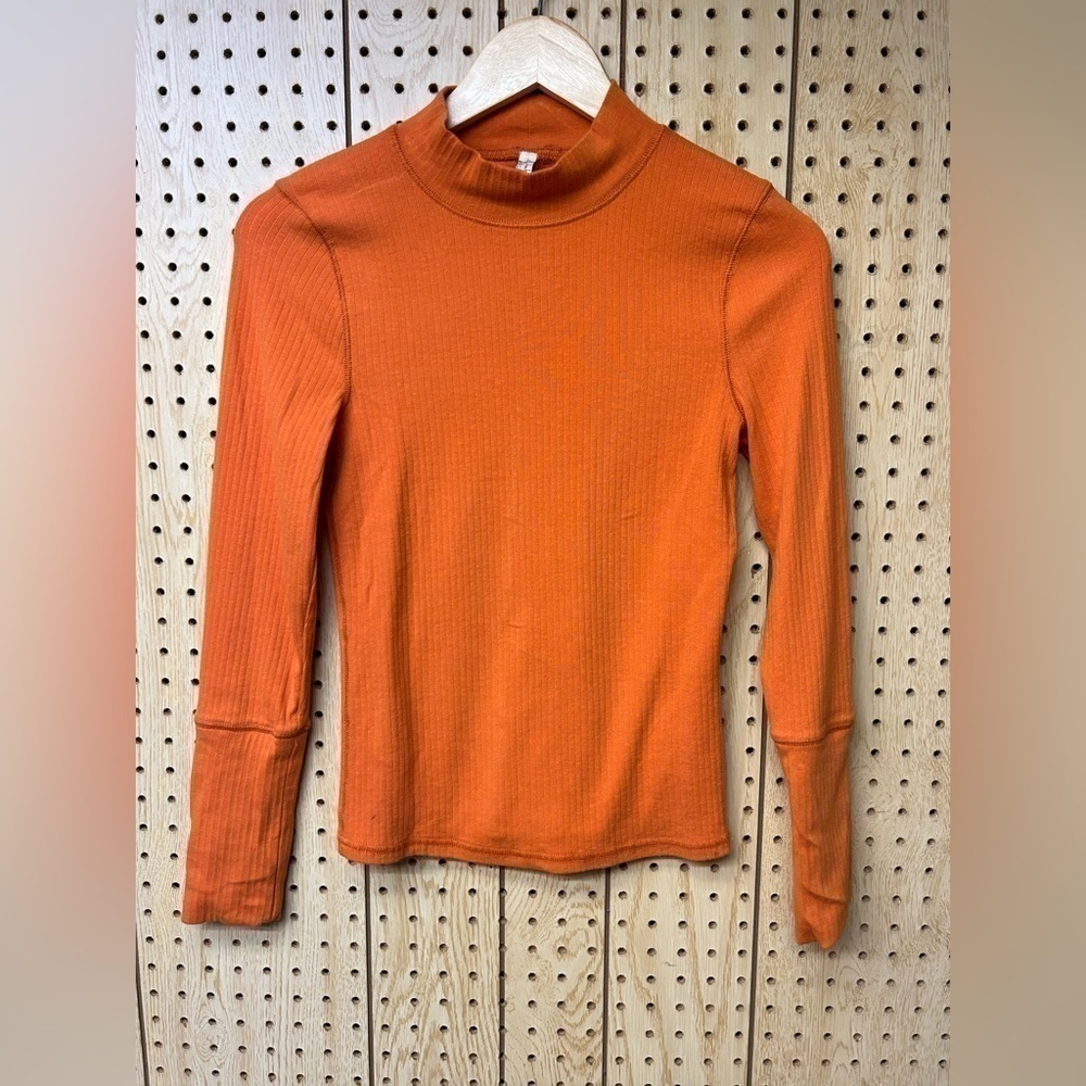 Free People Orange Turtle Neck